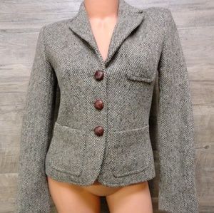 J. Crew wool blend tweed blazer US 0 crest button